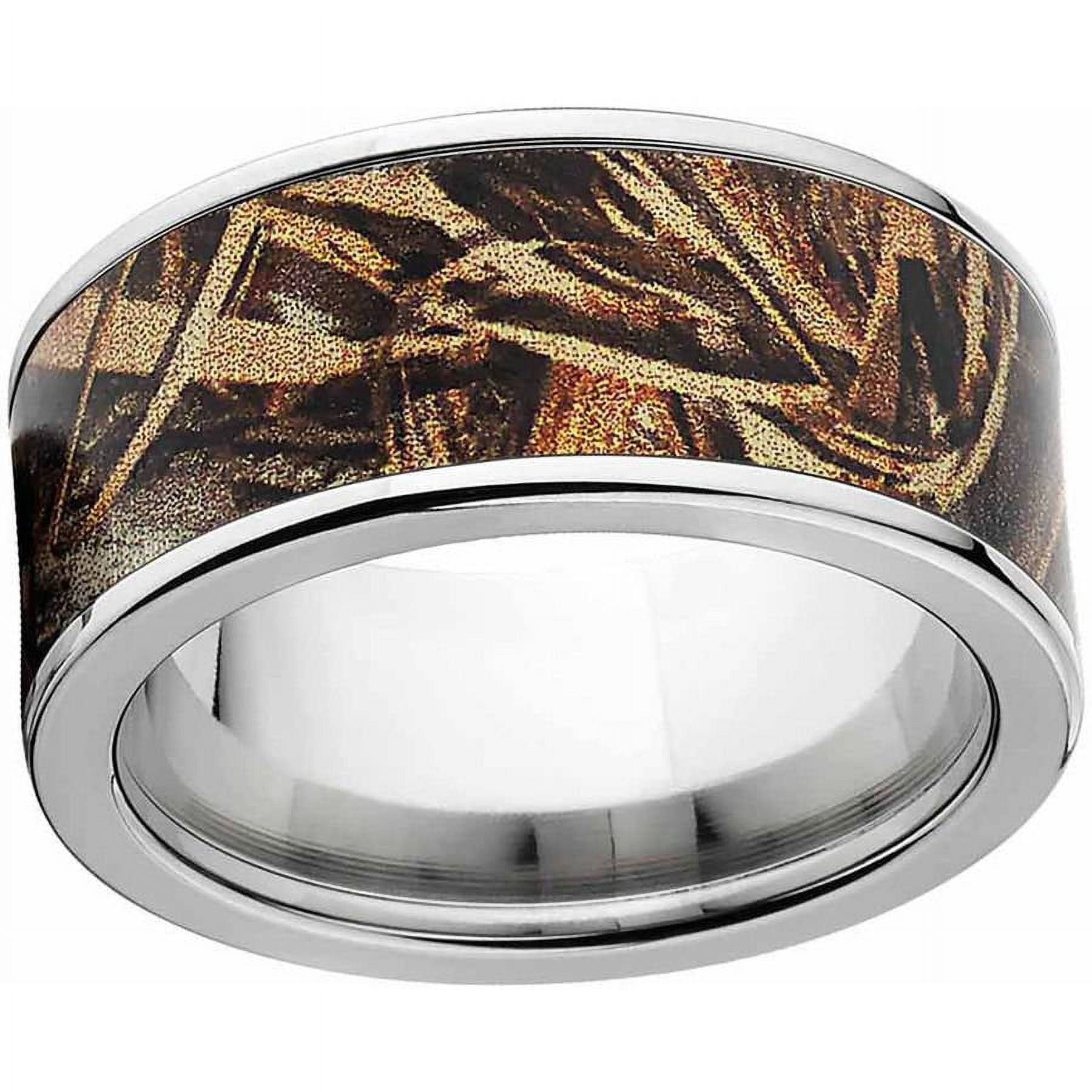 Max 5 Men's Camo Stainless Steel Ring with Polished Edges and Deluxe Comfort Fit