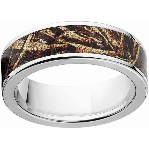 Max 5 Men's Camo Stainless Steel Ring with Polished Edges and Deluxe Comfort Fit