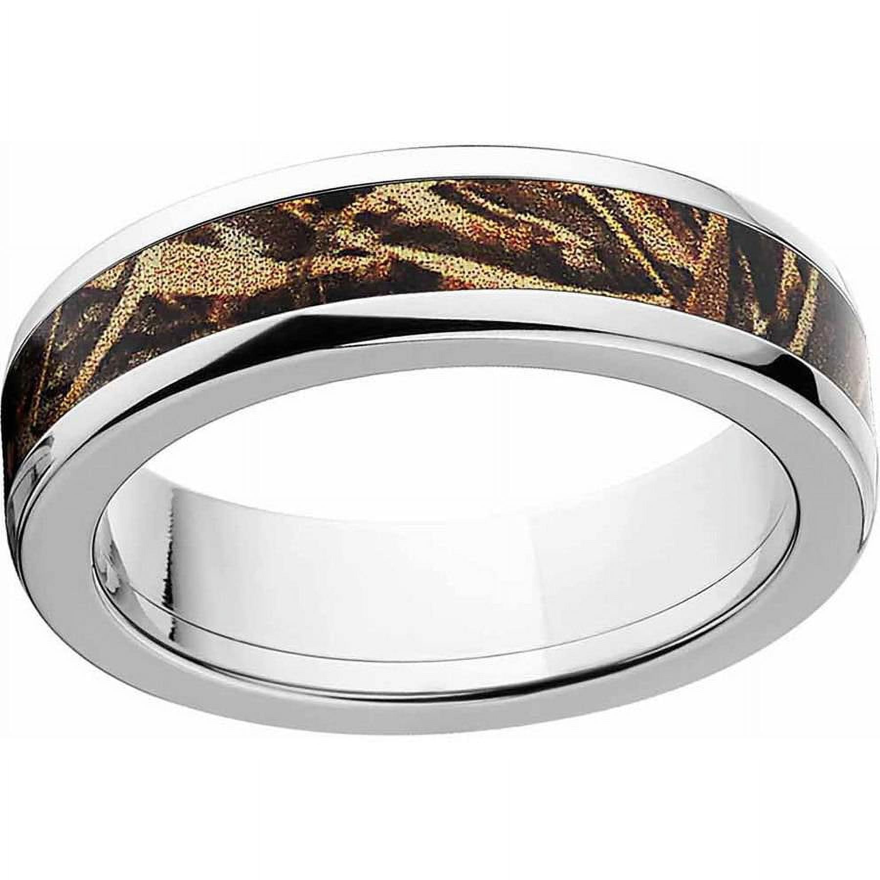 Max 5 Men's Camo Stainless Steel Ring with Polished Edges and Deluxe Comfort Fit