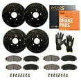 thumbnail image 1 of Max Advanced Brakes - Brake Kit for 1997 1998 1999 Lexus ES300 1997 1998 1999 Toyota Camry 1999 Solara Front and Rear Replacement Drilled Slotted Black Coated Disc Brake Rotors and Ceramic Brake Pads, 1 of 9