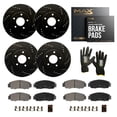 thumbnail image 1 of Max Advanced Brakes - Brake Kit for 1999 Ford Mustang Exc SVT Cobra 2000 2001 2002 2003 2004 Ford Mustang Front and Rear Replacement Drilled Slotted Black Coated Disc Brake Rotors & Ceramic Brake Pads, 1 of 10