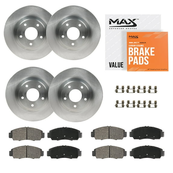 Max Advanced Brakes - Brake Kit for 2000 2001 2002 2003 Ford F150 & 1998 1999 Ford F250 w/ 7 Lug, 4WD Front and Rear Replacement Disc Brake Rotors and Ceramic Brake Pads