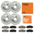 thumbnail image 1 of Max Advanced Brakes - Brake Kit for 2000-2004 2005 Chevy Impala Monte Carlo 1998 1999 Oldsmobile Intrigue Front and Rear Replacement Cross Drilled Disc Brake Rotors and Ceramic Brake Pads, 1 of 9