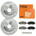 thumbnail image 1 of Max Advanced Brakes - Brake Kit for 2003 2004 2005 2006 2007 2008 2009 2010 2011 Lincoln Town Car Limousine Rear Replacement Cross Drilled Disc Brake Rotors and Ceramic Brake Pads, 1 of 9