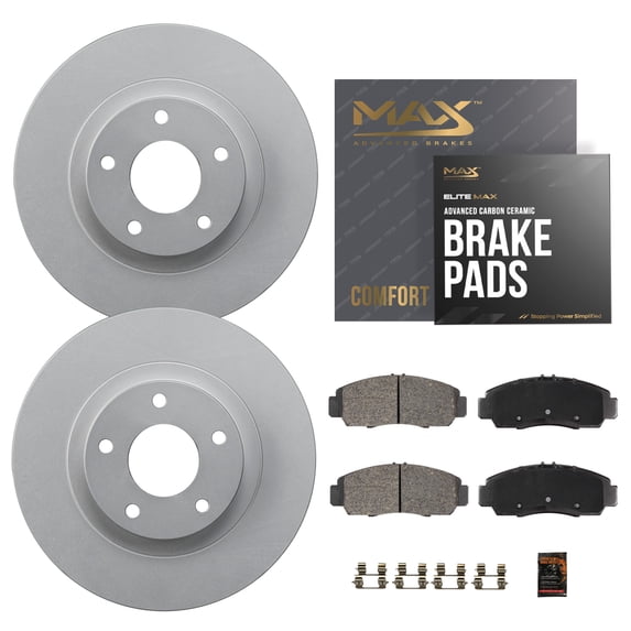 Max Advanced Brakes - Brake Kit for 2003-2006 GMC Yukon Savana 1500 Chevy Avalanche 1500 Cadillac Escalade RWD Rear Replacement Geomet Coated Disc Brake Rotors and Ceramic Brake Pads