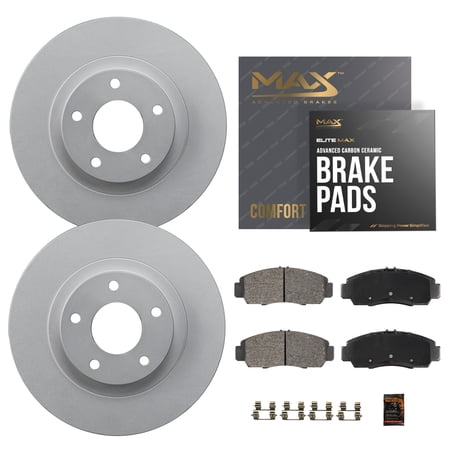 Max Advanced Brakes - Brake Kit for 2008 2009 2010 2011 2012 2013 Toyota Highlander Rear Replacement Geomet Coated Disc Brake Rotors and Ceramic Brake Pads