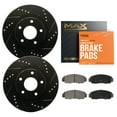 thumbnail image 1 of Max Advanced Brakes - Brake Kit for 2012 2013 2014 2015 2016 2017 2018 Toyota Yaris Rear Disc Front Replacement Drilled Slotted Black Coated Disc Brake Rotors and Ceramic Brake Pads, 1 of 9