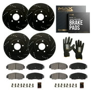 MAX Advanced Brakes - Brake Kit For 2014-2023 Infiniti Q50 | Carbon Ceramic Brake and Rotor Kit Front and Rear | Daily Performance Drilled Slotted Brake Rotors