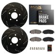 thumbnail image 1 of Max Advanced Brakes - Brake Kit for 2014 2015 2016 2017 2018 2019 Mercedes-Benz CLA250 GLA250 Solid Rear Rotor B250 Rear Replacement Drilled Slotted Black Coated Disc Brake Rotors & Ceramic Brake Pads, 1 of 10