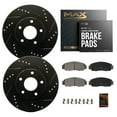 thumbnail image 1 of Max Advanced Brakes - Brake Kit for 2014-2016 Mazda 3/Sport 2.0 L4 2017 2018 Manual Parking Brake 2016-2021 CX-3 Front Replacement Drilled Slotted Black Coated Disc Brake Rotors and Ceramic Brake Pads, 1 of 10