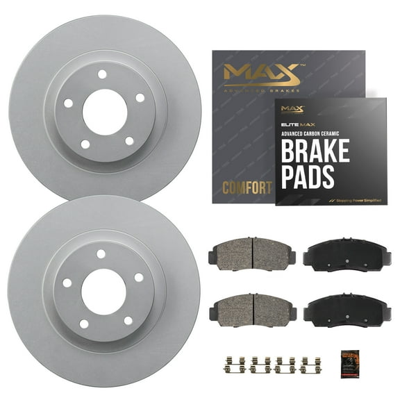 MAX Advanced Brakes - Rear Brake Kit For 2015-2023 Ford Edge (Solid Rear Rotor) | Carbon Ceramic Brake and Rotor Kit | Daily Driving Geomet Coated Brake Rotors