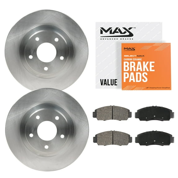 Max Advanced Brakes - Brake Kit for 2016 2017 2018-2020 Cadillac CT6 w/ 13.58" Dia Front Rotors Front Replacement Disc Brake Rotors and Ceramic Brake Pads
