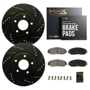 MAX Advanced Brakes - Rear Brake Kit For 2016-2023 Honda Civic (Excl. Si, Excl. Type R) | Carbon Ceramic Brake and Rotor Kit | Daily Performance Drilled Slotted Brake Rotors