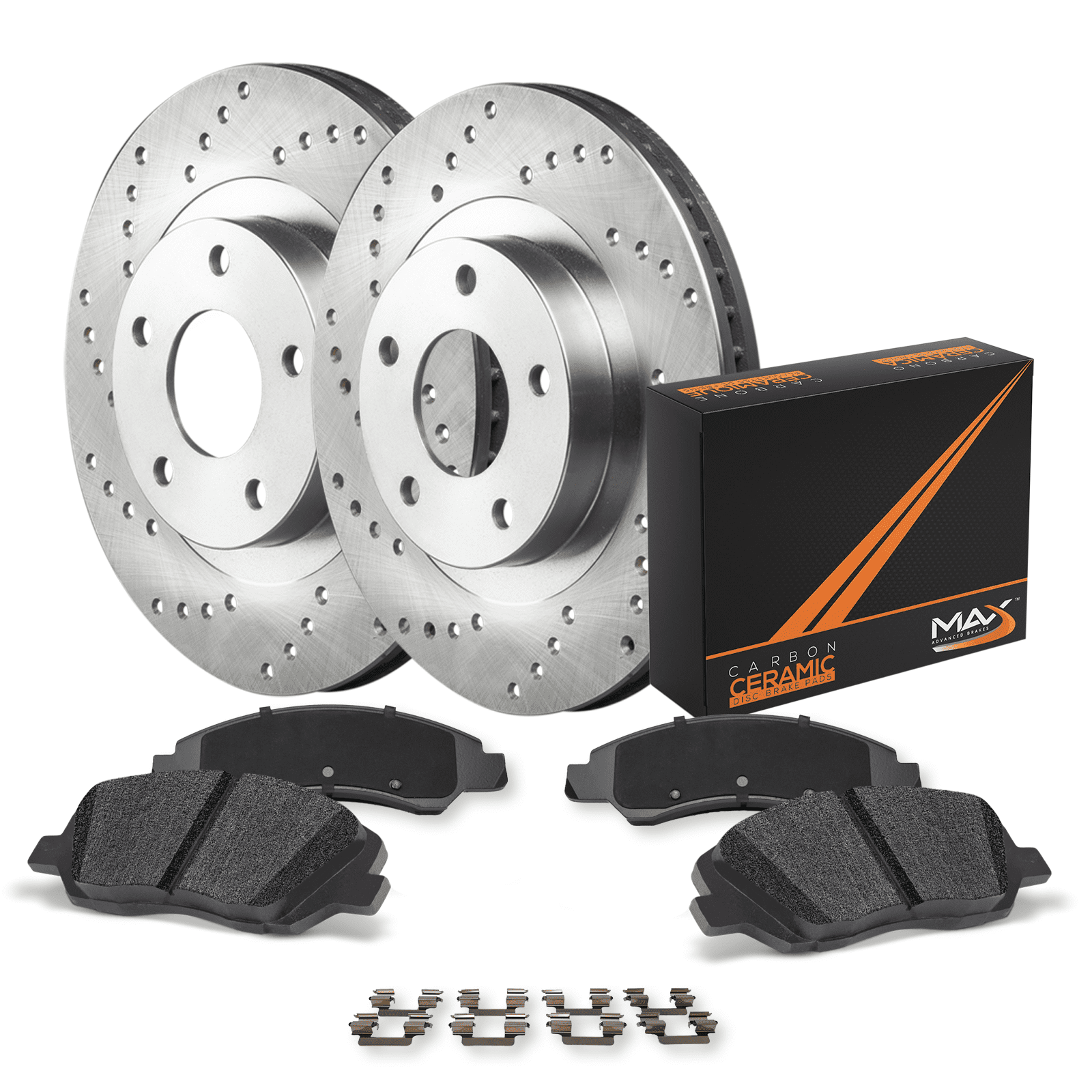 front Max Brakes Premium OE Rotors with Carbon Ceramic Pads Kt279941 Gray
