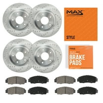Max Advanced Brakes - Brake Kit for 2018 2019 2020 Mitsubishi Eclipse Cross w/ Manual Parking Brake Front and Rear Replacement Cross Drilled Disc Brake Rotors and Ceramic Brake Pads