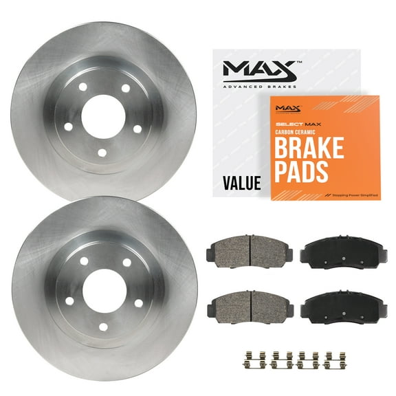 Max Advanced Brakes - Brake Kit for 2018 2019-2021 VW Atlas/Atlas Cross Sport Golf R Arteon Audi Q3 A3 Quattro Rear Replacement Disc Brake Rotors and Ceramic Brake Pads