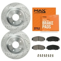 Max Advanced Brakes - Brake Kit for 2019 2020 2021 Mazda 6 w/ Naturally Aspirated Engine Front Replacement Cross Drilled Disc Brake Rotors and Ceramic Brake Pads