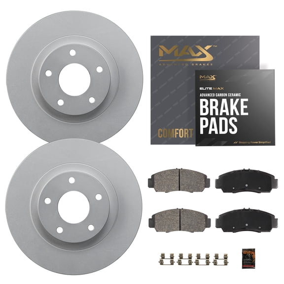Max Advanced Brakes - Brake Kit for 2019 Chevy Silverado 1500 Exc Electronic Parking Brake Rear Replacement Geomet Coated Disc Brake Rotors and Ceramic Brake Pads