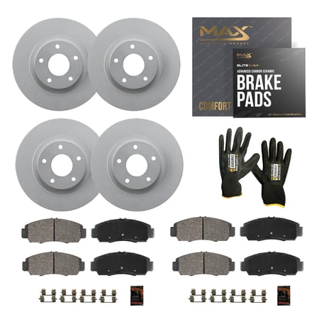 Max Advanced Brakes - Brake Kit for 2021-2023 Toyota Sienna RAV4 Prime 2022 2023 Lexus NX450h+ Front and Rear Replacement Geomet Coated Disc Brake Rotors and Ceramic Brake Pads