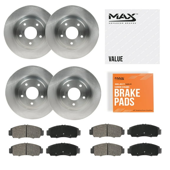 Max Advanced Brakes - Brake Kit for 1998 1999 2000 2001 2002 GMC Sonoma RWD Front and Rear Replacement Disc Brake Rotors and Ceramic Brake Pads