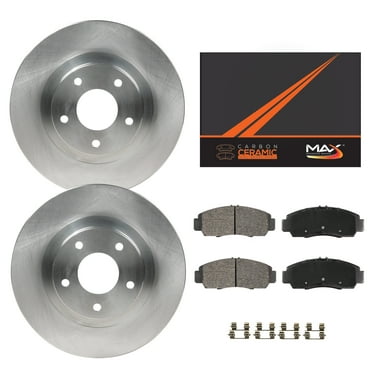 Max Advanced Brakes - Brake Kit for 2017 2018 2019 2020 2021 Tesla Model 3 Exc Red Caliper Front Replacement Disc Brake Rotors and Ceramic Brake Pads