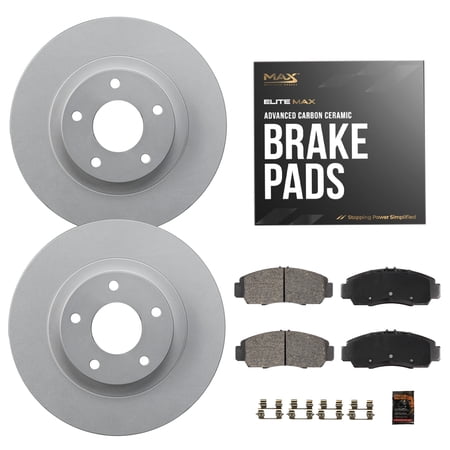 Max Advanced Brakes - Brake Kit for 2021 Kia K5 Rear Replacement Geomet Coated Disc Brake Rotors and Ceramic Brake Pads