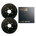 thumbnail image 1 of Max Advanced Brakes Front Brake Rotors Compatible With 2000 2001 2002 2003 2004 2005 2006 2007 Toyota Sequoia Tundra Replacement Drilled Slotted Black Coated Disc Brake Rotors, 1 of 6