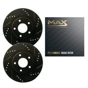 Max Advanced Brakes - Front Brake Rotor Set for 2011-2020 Hyundai Elantra; 2018-2023 Kona, E-Coated Drilled and Slotted Rotors, Performance Upgrade