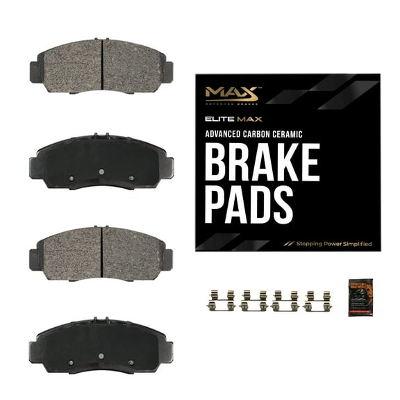 Max Advanced Brakes Rear Brake Pad Compatible With 2004 2005 2006 2007 2008 2009 2010 2011 2012 2013 2014 Subaru Impreza WRX STI, Elite-Max Carbon Ceramic Pad w/ Hardware
