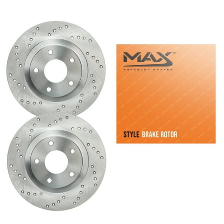 Max Advanced Brakes - Rear Brake Rotor Set for 2017-2018 Toyota Corolla iM, Cross-Drilled Rear Rotors, Sporty Look