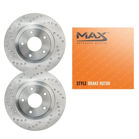 Max Advanced Brakes - Rear Brake Rotor Set for 2003-2006 Kia Sorento, Cross-Drilled Rear Rotors, Sporty Look