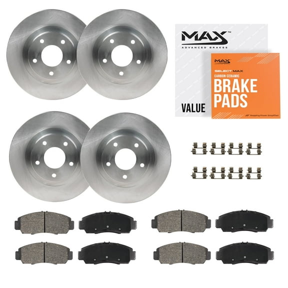 MAX Advanced Brakes - Brake Kit For 2012-2019 Dodge Grand Caravan (Dual Piston Front Caliper) | Carbon Ceramic Brake and Rotor Kit Front and Rear | Daily Driving OE Replacement Brake Rotors