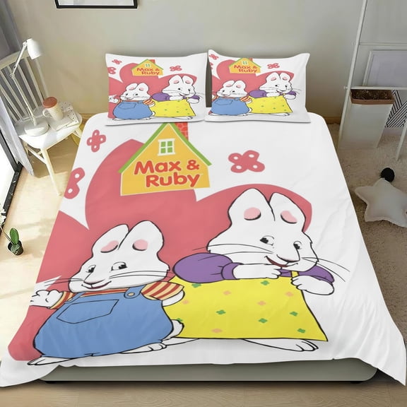 Max And Ruby Themed Bed Sheet Set Three Piece Set 53x79 Inches Comfortable And Skin Friendly Unique Design Creating A Star Studded Night