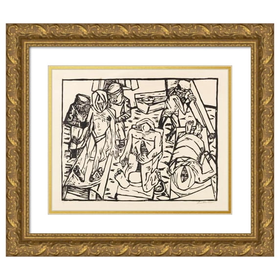 Max Beckmann 14x12 Gold Ornate Wood Frame and Double Matted Museum Art Print Titled - Totenhaus (1922)