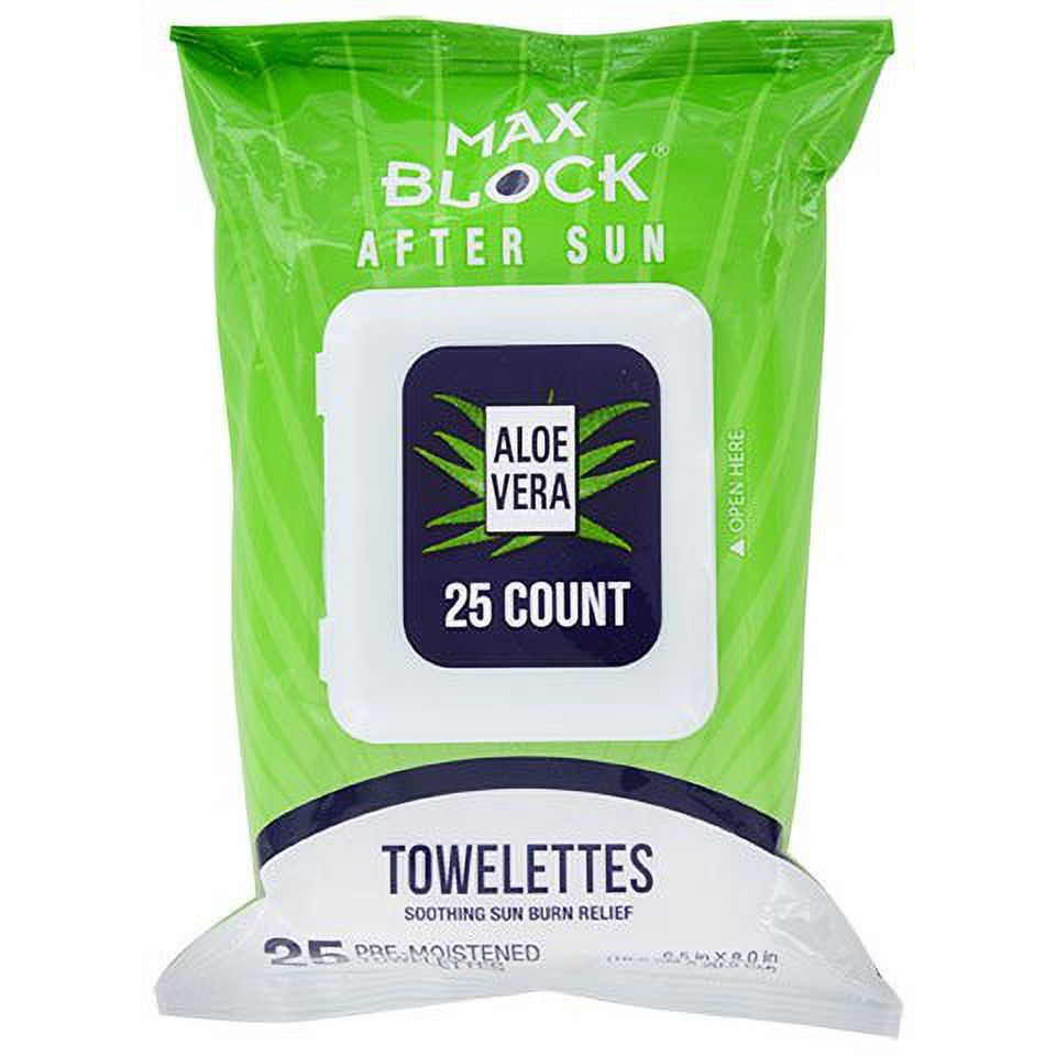 Max Block After Sun Aloe Vera Towelettes, 25 ct.