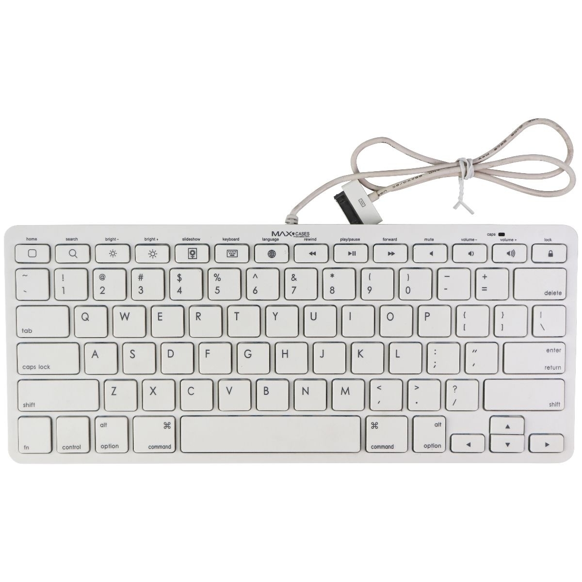 Max Cases (30Pin) Wired Keyboard for Older Gen iPads 3/2/1 White