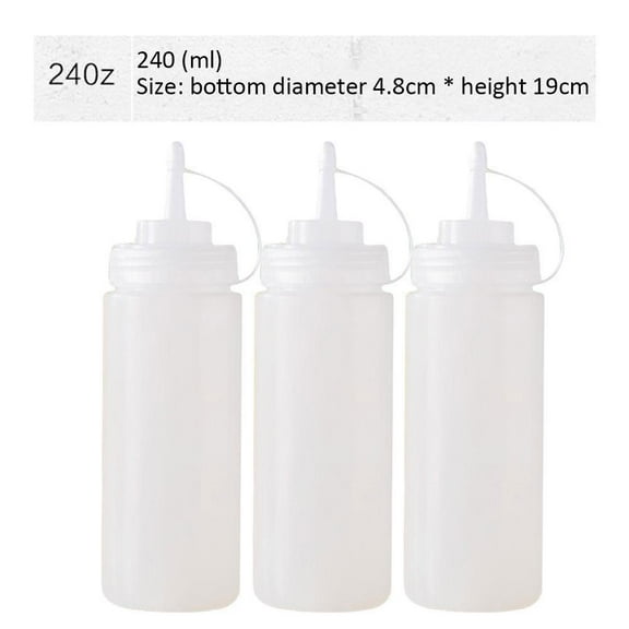 Max Choice Plastic 8 oz Leak Proof Squeezable Condiment Dispenser, 3 pack