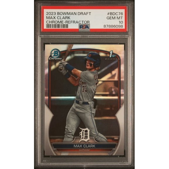 Max Clark Detroit Tigers 2023 Bowman Draft Chrome Refractor Rookie Card #BDC76 PSA 10 Gem Mint