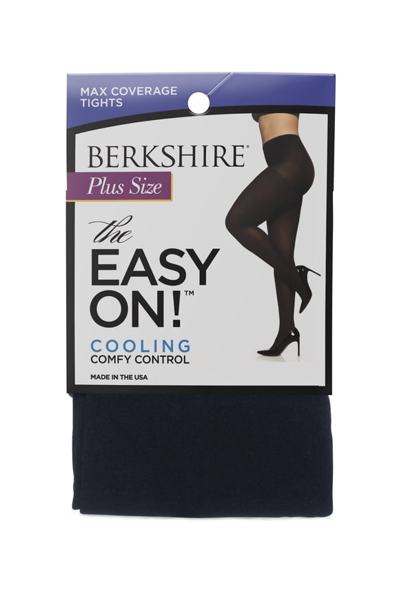 Max Coverage Tights by Berkshire Plus Size Cooling Comfy Control Nylon Spandex, Navy