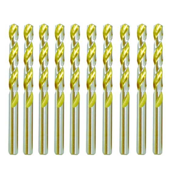 Max-Craft HSS Drill Bit Set Titanium Jobber Twist 10Pcs 11/64 Inch