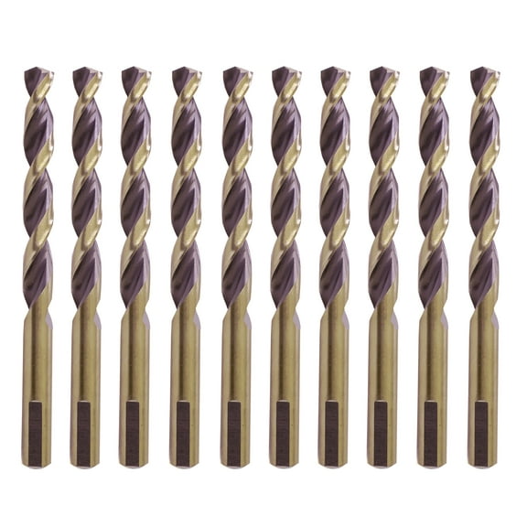 Max-Craft Hss Drill Bit Set Jobber Twist Parabolic Flute Golden/Black 3 Flat Shank Drill Steel Metal
