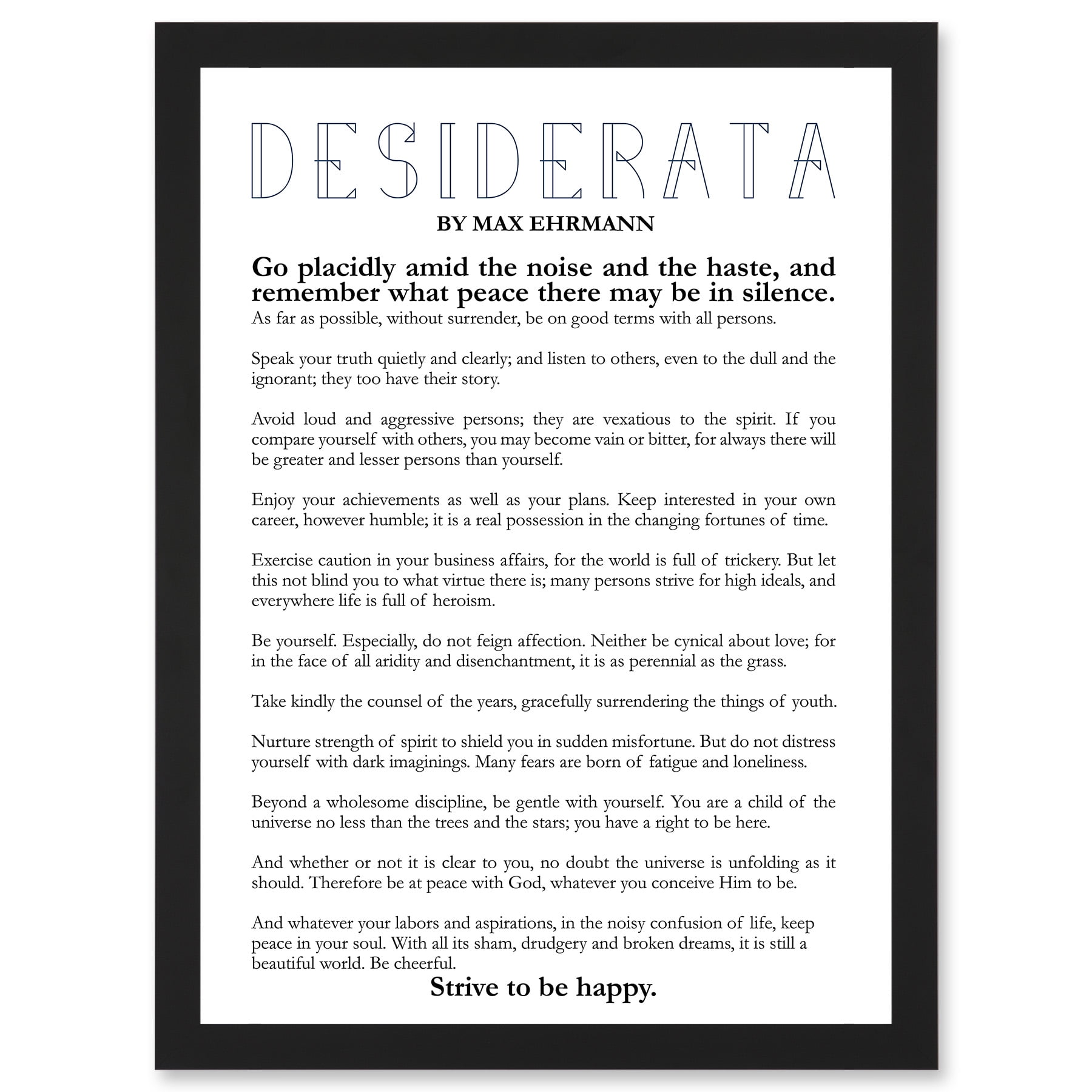 max-ehrmann-desiderata-poetry-a4-artwork-framed-wall-art-print-walmart-com for Free Printable Pdf Free Printable Desiderata Poem Max Ehrmann Desiderata Poetry A4 Artwork Framed Wall Art Print - Walmart.com for Free Printable Pdf Free Printable Desiderata Poem