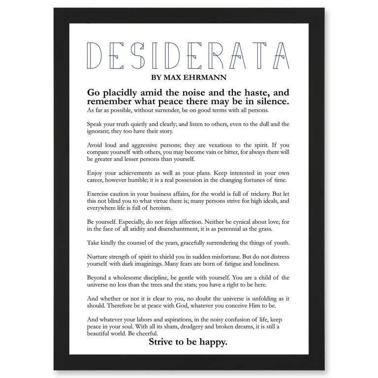 max-ehrmann-desiderata-poetry-a4-artwork-framed-wall-art-print-walmart-com for Free Printable Desiderata Poem Pdf Max Ehrmann Desiderata Poetry A4 Artwork Framed Wall Art Print - Walmart.com for Free Printable Desiderata Poem Pdf