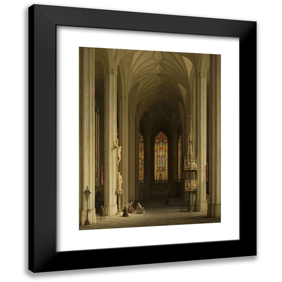 Max Emanuel Ainmiller 12x14 Black Modern Framed Museum Art Print Titled - Gothic Church Interior (1844)
