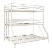 Max & Finn Altona Metal Triple Bunk Bed for Kids Twin/Twin/Full in White