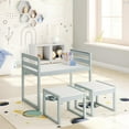 thumbnail image 1 of Max & Finn Signy Kids Table and 2 Chairs Set with Adjustable Heights, Cloud Blue/White, 1 of 22