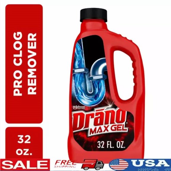 Max Gel Drain Cleaner Clog Remover Thick Formula Pipe Protect Fast Acting 32Oz