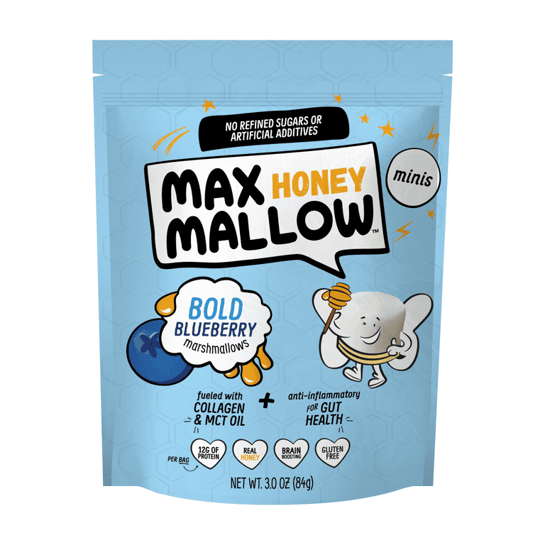 Max Mallow Bold Blueberry Mini HONEY Marshmallows – Gut Friendly