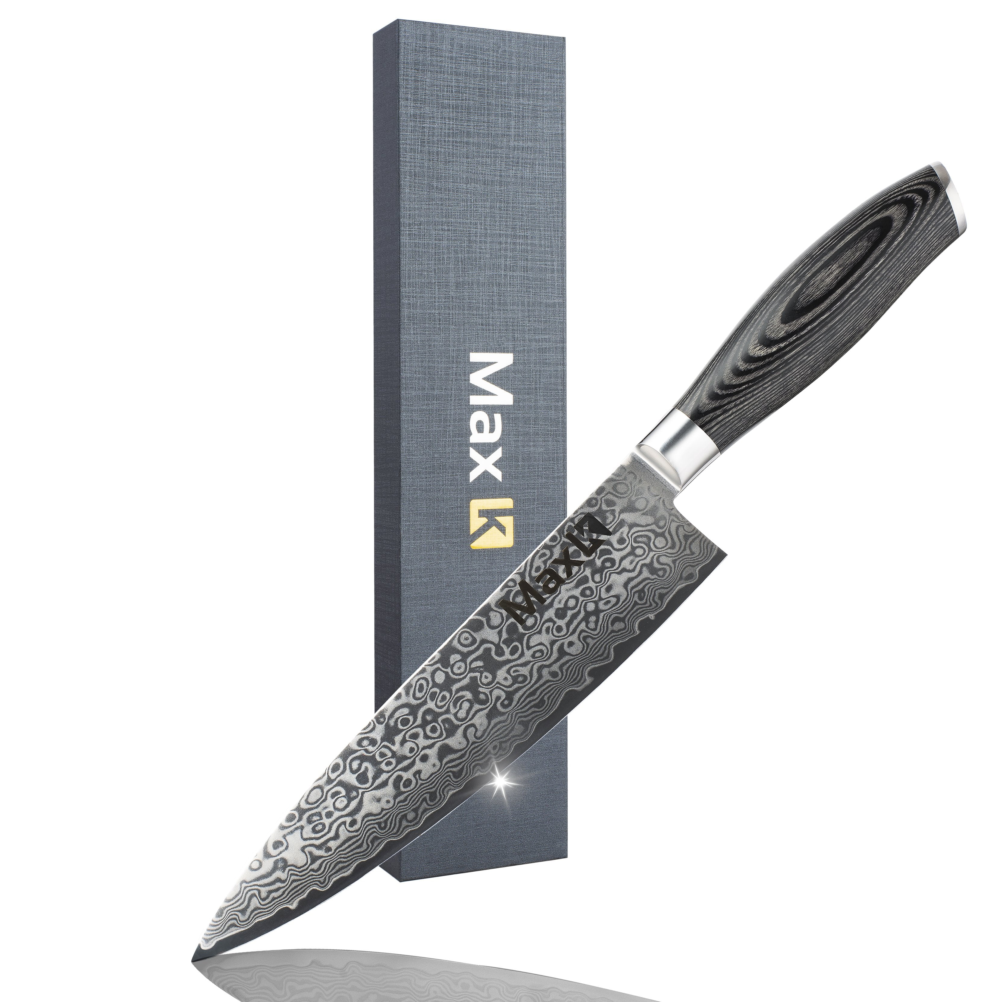 Max K 8-Inch Damascus Steel Chef’s Knife, Pakka Handle