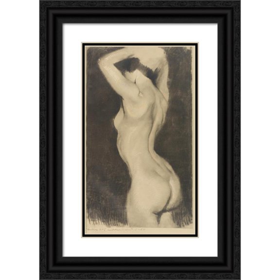 Max Klinger 10x14 Black Ornate Wood Framed Double Matted Museum Art Print Titled: Twenty Studies (1914)